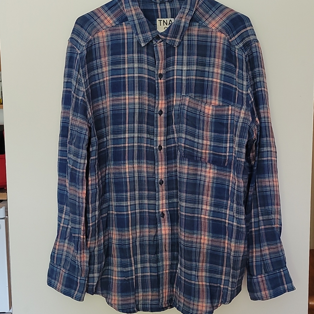 TNA Boyfriend plaid button down, sz L